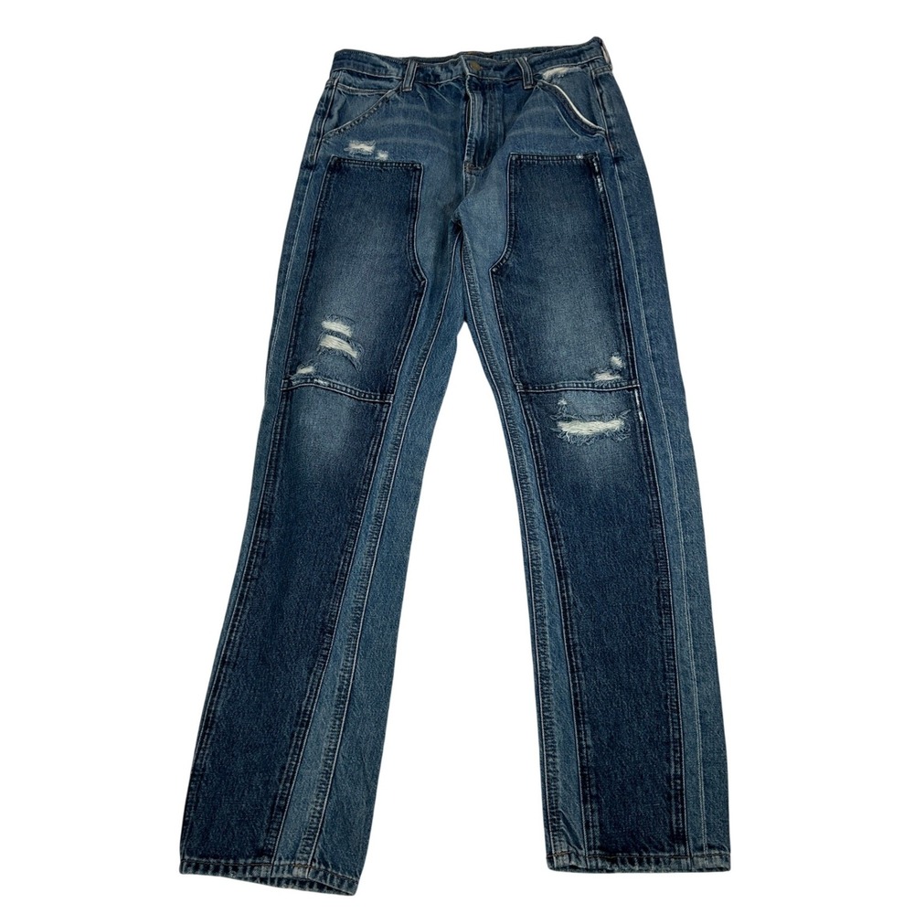 Gap Carpenter Workforce Straight Leg Patchwork Distressed Denim Jeans 28 6L Tall